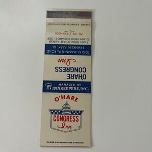 O'Hare Congress Inn Manheim Rd Franklin Park IL Vintage Matchbook Cover SMB31-5